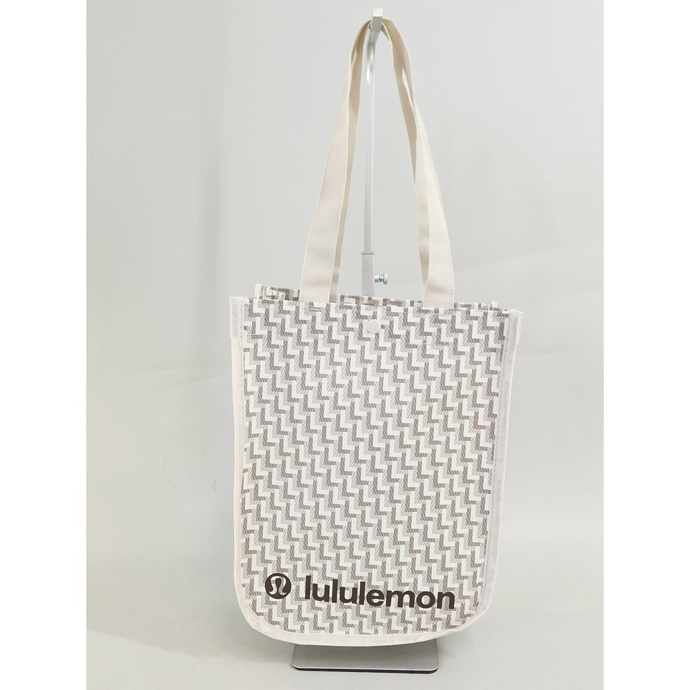 Lululemon Tote Bag Women Small Tan White Geometric Reusable Shopper